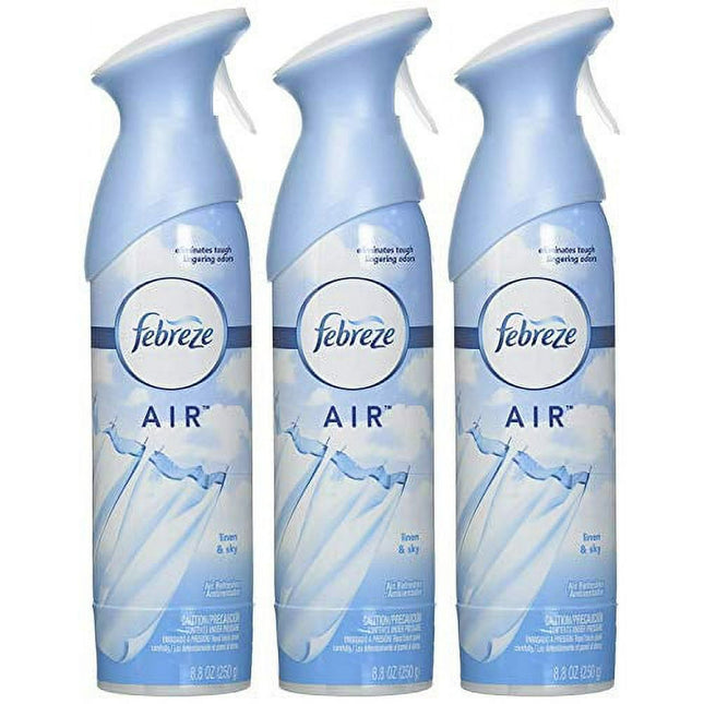 Febreze Air Freshener, Handheld Aerosol, Odor-Eliminating, Odor Spray, Linen & Sky Scent, 8.8 Ounce (Pack Of 3)