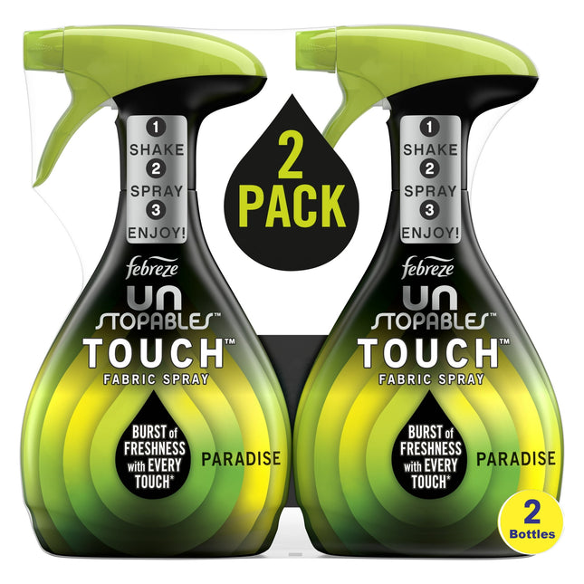 Febreze Unstopables Touch Fabric Spray and Odor Fighter, Paradise, Fresh Scents, 16.9 Ounce (Pack Of 2)