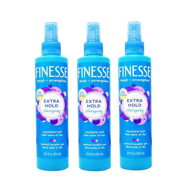 Finesse Finish Strengthen, Self Adjusting, Extra Hold, Non-Aerosol, Unisex, HairSpray, 8.5 ounce (Pack Of 3)