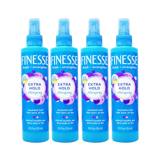 Finesse Finish Strengthen, Self Adjusting, Extra Hold, Non-Aerosol, Unisex, HairSpray, 8.5 ounce (Pack Of 4)