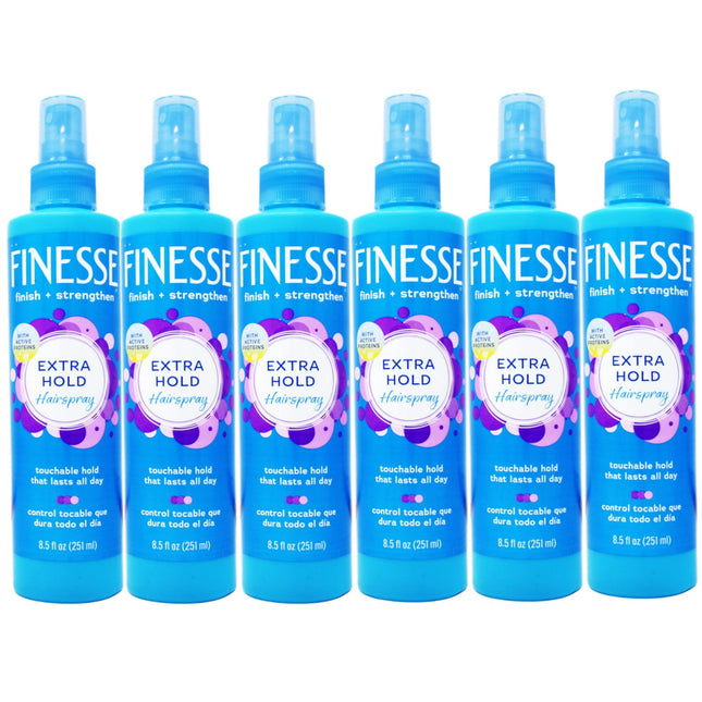 Finesse Finish Strengthen, Self Adjusting, Extra Hold, Non-Aerosol, Unisex, HairSpray, 8.5 ounce (Pack Of 6)