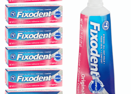 Fixodent Original, Complete Secure Denture Adhesive Cream, All Day Strong And Long Hold, 0.75 ounce (Pack Of 6)