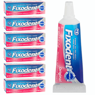 Fixodent Original, Complete Secure Denture Adhesive Cream, All Day Strong And Long Hold, 0.75 ounce (Pack Of 6)