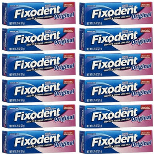 Fixodent Original, Complete Secure Denture Adhesive Cream, All Day Strong And Long Hold, 0.75 ounce (Pack Of 12)