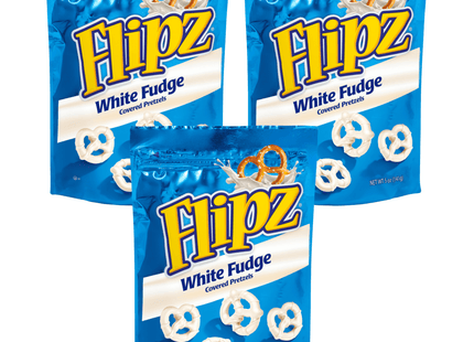 Flipz Crunch White Covered Pretzels Fudge, Salty Crunchy Oven Baked Pretzels Twists 5 ounce (Pack Of 3)