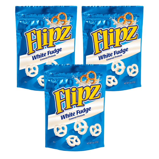 Flipz Crunch White Covered Pretzels Fudge, Salty Crunchy Oven Baked Pretzels Twists 5 ounce (Pack Of 3)