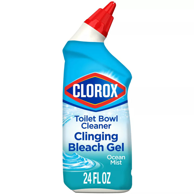 Clorox Toilet Bowl Cleaner, Clinging Bleach Gel, Ocean Cool Wave 24 Fl Ounce (Pack Of 6)