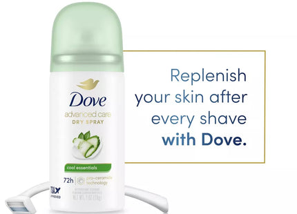 Dove Advanced Care Antiperspirant & Deodorant Dry Spray, Cool Essentials, Travel Size, 1 Ounce (Pack Of 3)