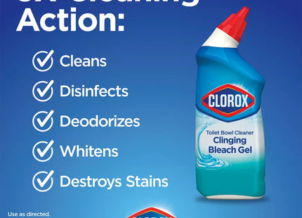 Clorox Toilet Bowl Cleaner, Clinging Bleach Gel, Ocean Cool Wave 24 Fl Ounce (Pack Of 6)