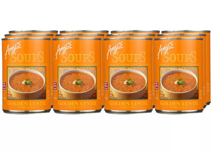 Amy’s Soup, Vegan Golden Lentil Soup, Gluten Free Indian Dal, Made With Organic Red Lentils and Yellow Split Peas, Canned Soup, 14.4 Oz