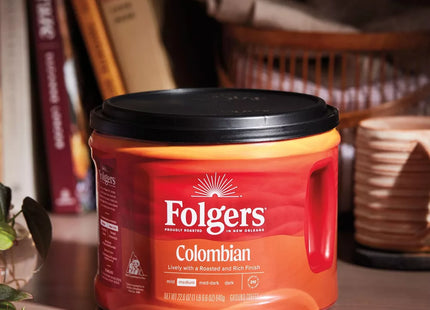 Folgers Colombian Coffee, Medium Roast Ground, With A Roasted And Rich Finish, Canister 22.6 Ounce (Pack Of 14)