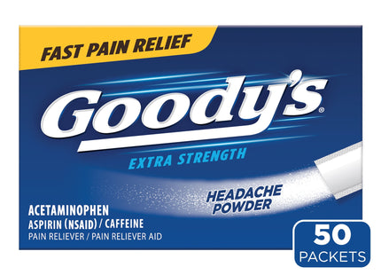 Goody's Extra Strength Headache Fast Pain Relief Aspirin Powder Sticks, 50 Count (Pack Of 12)