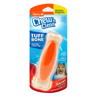 Hartz Chew 'n Clean Tuff Bone, Dental Dog Chew Toy, Medium, Color May Vary (Pack Of 12)