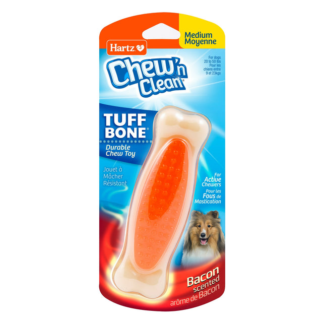 Hartz Chew 'n Clean Tuff Bone, Dental Dog Chew Toy, Medium, Color May Vary (Pack Of 1)