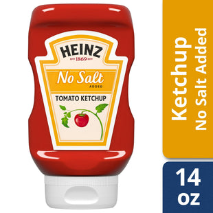 Heinz Thick & Rich Tomato Ketchup, With No Salt Added, Inverted Bottle 14 Ounce (Pack Of 12)