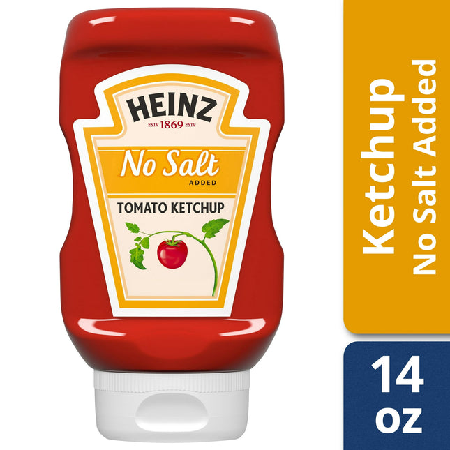 Heinz Thick & Rich Tomato Ketchup, With No Salt Added, Inverted Bottle 14 Ounce (Pack Of 1)