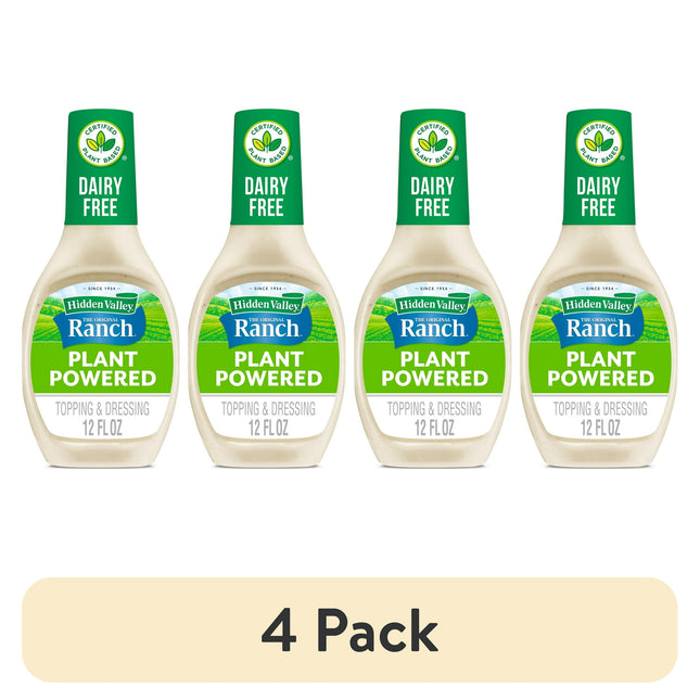 Hidden Valley Original Ranch Plant Powered Salad Dressing & Topping, Gluten & Dairy Free, 12 Fluid Ounce, (Pack Of 4)