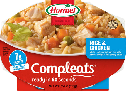 Hormel Compleats Microwavable Meal Chicken & Rice, Shelf Stable, Comfort Classics Food, 7.5 Ounce (Pack Of 6)