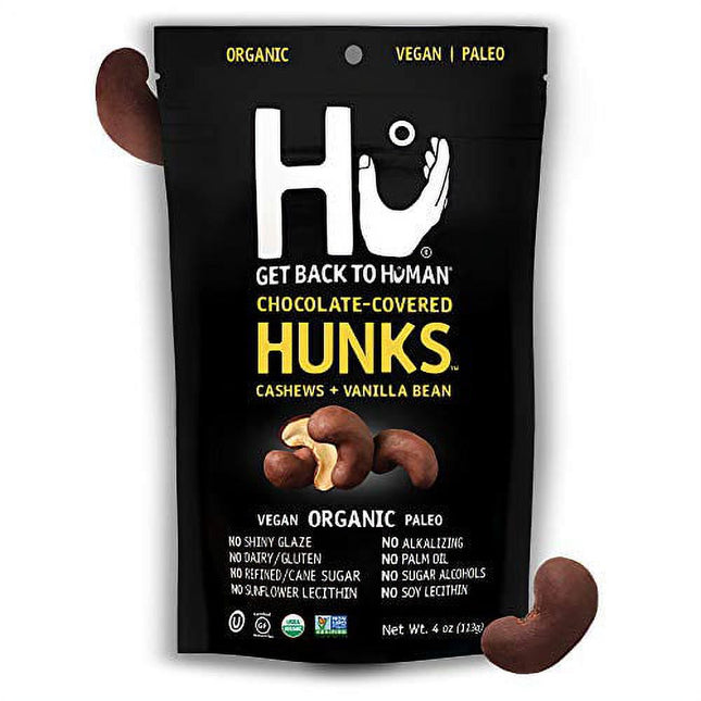 Hu Cashews Plus Vanilla Bean Chocolate Covered Hunks , Vegan, Paleo, Organic Dark Chocolate 4 Ounce (Pack Of 1)