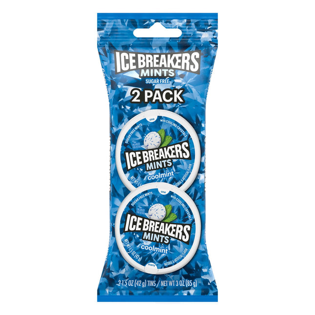 Ice Breakers cooling crystals, Sugar Free, Fresh Breath, Cool-Mint flavor, Mints Tin, 1.5 Ounce (Pack Of 2)