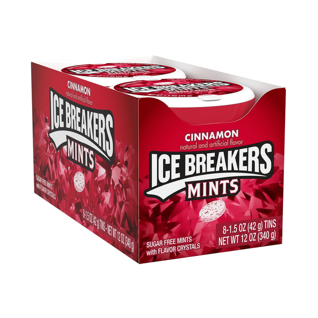 Ice Breakers cinnamon flavor crystals, Sugar Free, Fresh Breath, Mints Tin, 1.5 Ounce (Pack Of 6)