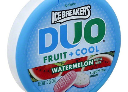 Ice Breakers Duo Fruit + Cool, Watermelon Flavored, cooling crystal, Sugar Free Mints Candy, 1.3 Ounce (Pack Of 6)