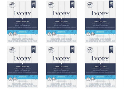 Ivory Gentle Bar Soap, 99.44% Pure, Mild Body Cleanser, Original Scent, 4 Ounce, 10 Count (Pack Of 3)