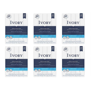 Ivory Gentle Bar Soap, 99.44% Pure, Mild Body Cleanser, Original Scent, 4 Ounce, 10 Count (Pack Of 6)