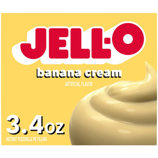 Jell-O Banana Cream, Artificial Flavored, Instant Pudding Mix & Pie Filling, No Artificial Sweeteners, 3.4 Ounce (Pack Of 12)