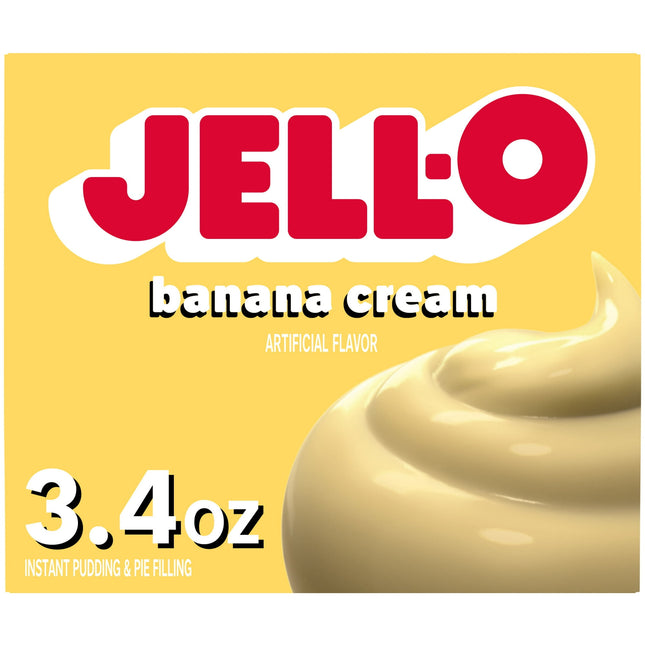 Jell-O Banana Cream, Artificial Flavored, Instant Pudding Mix & Pie Filling, No Artificial Sweeteners, 3.4 Ounce (Pack Of 12)