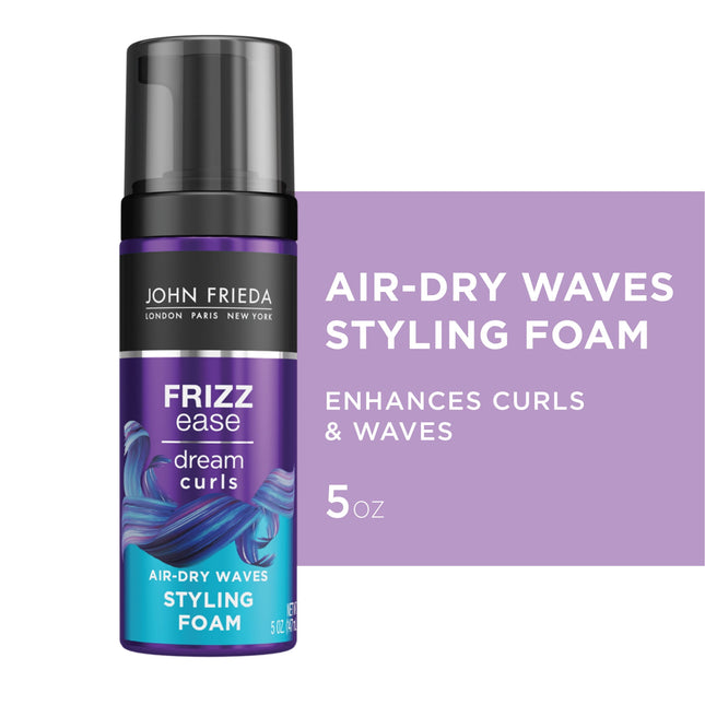 John Frieda Frizz Ease Dream Curls Air Dry Waves Styling Foam, Curl Defining Frizz Control for Curly and Wavy Hair, 5 Fl Ounce (Pack Of 1)