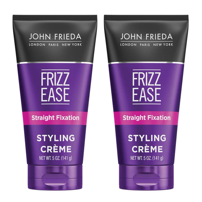 John Frieda Anti Frizz, Frizz Ease Straight Fixation Milk Protein + Almond Oil Styling Cream, Dry Hair, 5 fl oz (Pack Of 2)