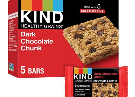 KIND Healthy Grain Bars, Gluten Free, Dark Chocolate Chunk Snack Bars, Healthy Snacks, 1.2 Ounce 5 Count Box (Pack Of 4)