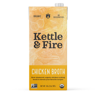 KETTLE &amp; FIRE Organic Chicken Broth, Made with Organic Chicken Bones, 32 Oz (Pack Of 4)