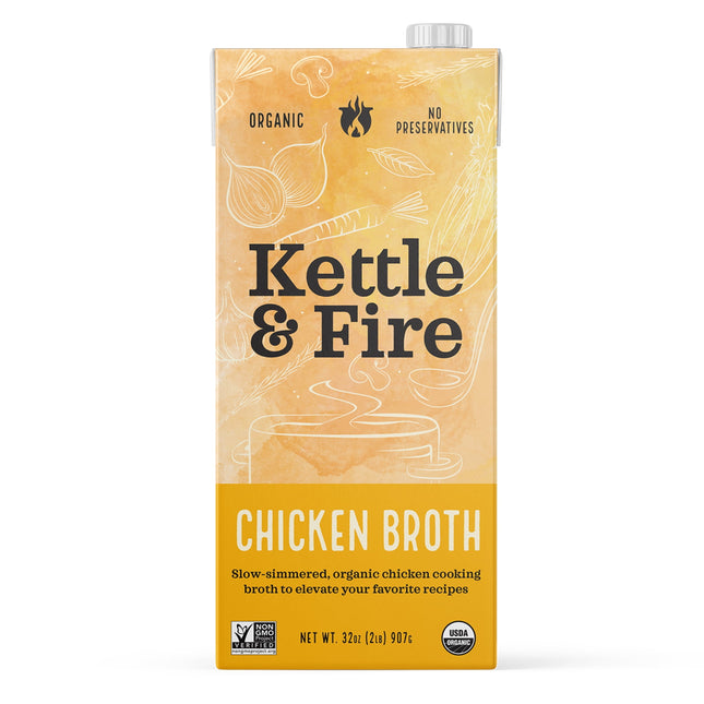 KETTLE &amp; FIRE Organic Chicken Broth, Made with Organic Chicken Bones, 32 Oz (Pack Of 1)