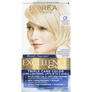 L'Oreal Paris Excellence Creme, Permanent Hair Color, 01 Extra Light Ash Blonde, (Pack Of 3)