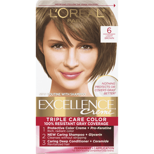 L'Oreal Paris Excellence, Creme Triple, Protection Permanent, Hair Color, #6 natural Light Brown (Pack Of 1)