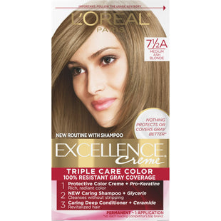 L'Oreal Paris Excellence Creme Permanent Hair Color, 7.5A Medium Ash Blonde (Pack Of 1)