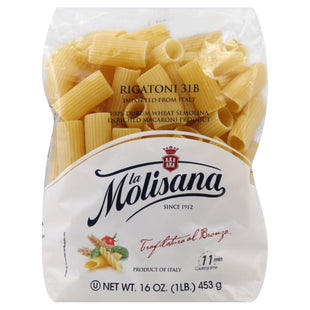 La Molisana Durum Wheat Semolina, Imported Italian Mezzi Rigatoni Bronzo Pasta, 16 Ounce (Pack Of 1)