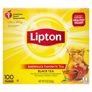 Lipton Naturally Smooth Taste, Black Tea Bags, Iced or Hot Tea, unsweetened, 8 ounce 100 Count (Pack Of 12)