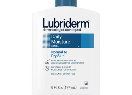 Lubriderm Daily Moisture, Hydrating Body Lotion, for Normal to Dry Skin, with Pro-VitaminB5, 6 Fl Oz (Pack Of 6)