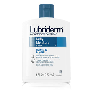 Lubriderm Daily Moisture, Hydrating Body Lotion, for Normal to Dry Skin, with Pro-VitaminB5, 6 Fl Oz (Pack Of 6)