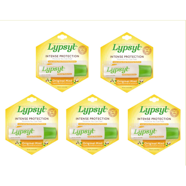 Lypsyl Intense Protection Lypmoisturizer, Original Softening, Moisturizing Lip Balm, Original Mint, 0.1 Ounce (Pack Of 5)