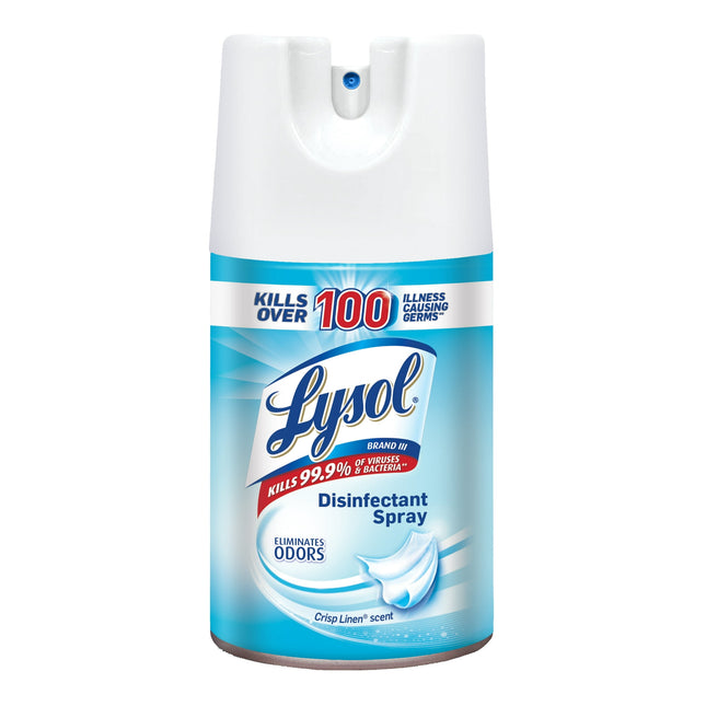 Lysol Disinfectant Aerosol Spray, eliminates Odors, Sanitizing Spray For Hard And Soft Surfaces, Crisp Linen, 7 Ounce (Pack Of 12)