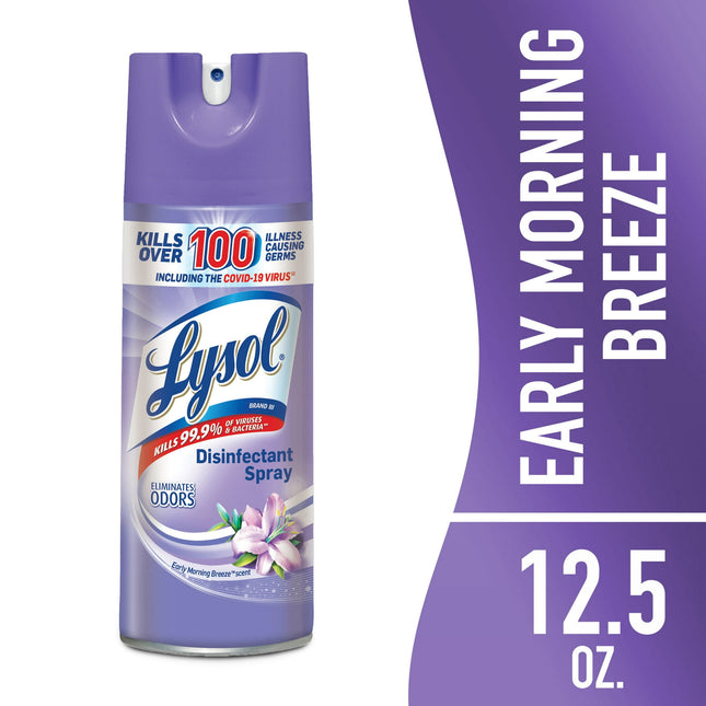 Lysol Disinfectant Liquid Aerosol Spray, Disinfecting and Deodorizing, Early Morning Breeze, 12.5 Oz (Pack Of 4)