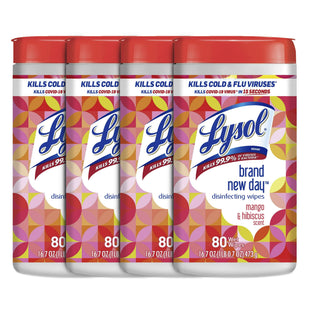 Lysol Disinfectant Multi-Surface Antibacterial Cleaning Wipes, Mango and Hibiscus, 80 Count (Pack Of 4)