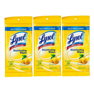 Lysol Disinfecting Multi-Surface Antibacterial Cleaning Wipes, Lemon & Lime Blossom Scent, Flatpack, 15 Count (Pack Of 3)