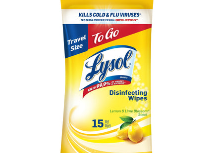 Lysol Disinfecting Multi-Surface Antibacterial Cleaning Wipes, Lemon & Lime Blossom Scent, Flatpack, 15 Count (Pack Of 3)