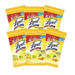 Lysol Disinfecting Multi-Surface Antibacterial Cleaning Wipes, Lemon & Lime Blossom Scent, Flatpack, 15 Count (Pack Of 6)