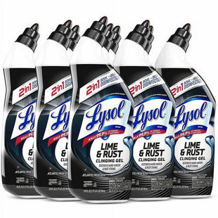 Lysol Toilet Bowl Cleaner Liquid Gel, For Cleaning and and Disinfecting, With Lime and Rust Remover, 24 Ounce (Pack Of 9)